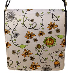 Yellow Whimsical Flowers  Flap Closure Messenger Bag (small) by Zandiepants