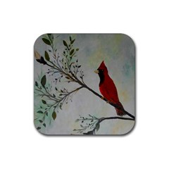 Sweet Red Cardinal Drink Coaster (square) by rokinronda