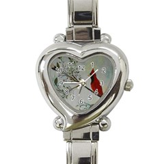 Sweet Red Cardinal Heart Italian Charm Watch  by rokinronda