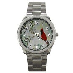 Sweet Red Cardinal Sport Metal Watch