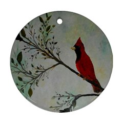 Sweet Red Cardinal Round Ornament (two Sides)