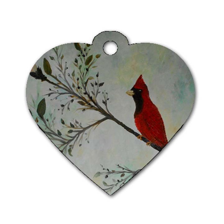 Sweet Red Cardinal Dog Tag Heart (One Sided) 