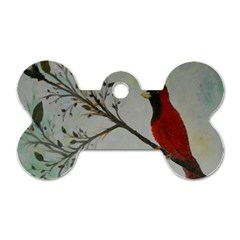 Sweet Red Cardinal Dog Tag Bone (two Sided)