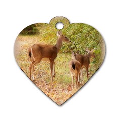 Deer In Nature Dog Tag Heart (one Sided)  by uniquedesignsbycassie