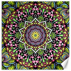 Psychedelic Leaves Mandala Canvas 20  X 20  (unframed) by Zandiepants