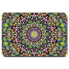 Psychedelic Leaves Mandala Large Door Mat by Zandiepants