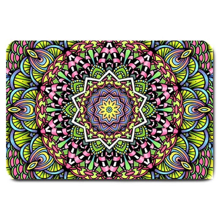 Psychedelic Leaves Mandala Large Door Mat