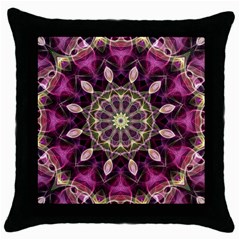 Purple Flower Black Throw Pillow Case by Zandiepants