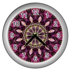 Purple Flower Wall Clock (silver) by Zandiepants