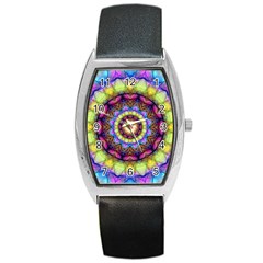 Rainbow Glass Tonneau Leather Watch