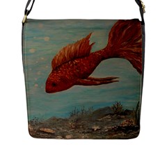 Gold Fish Flap Closure Messenger Bag (large) by rokinronda