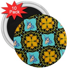 Orange Unicorn 3  Button Magnet (10 Pack) by Rbrendes