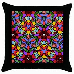 Bright Colors Black Throw Pillow Case