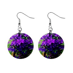 Purple Flowers Mini Button Earrings