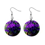 Purple Flowers Mini Button Earrings Front