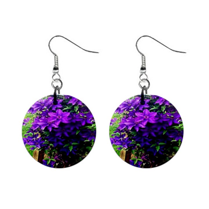 Purple Flowers Mini Button Earrings