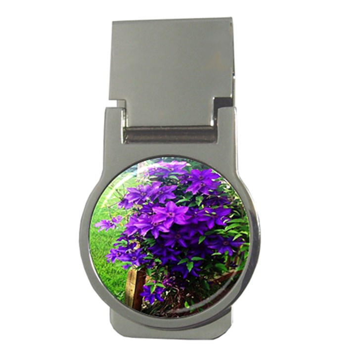 Purple Flowers Money Clip (Round)