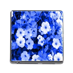 Blue Flowers Memory Card Reader With Storage (square)