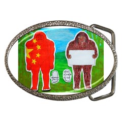 2 Yeh Ren,text & Flag In Forest  Belt Buckle (oval)