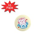 Cat Dog Luff 1  Mini Button Magnet (10 pack) Front