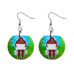 Yeh Ren Text,in Forest  Mini Button Earrings by creationtruth