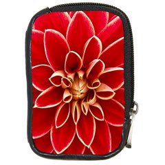 Red Dahila Compact Camera Leather Case by Colorfulart23