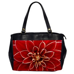 Red Dahila Oversize Office Handbag (one Side) by Colorfulart23