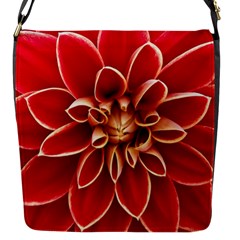 Red Dahila Flap Closure Messenger Bag (small) by Colorfulart23
