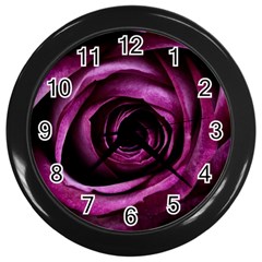 Deep Purple Rose Wall Clock (black) by Colorfulart23