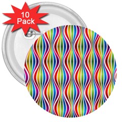 Rainbow Waves 3  Button (10 Pack) by Colorfulplayground