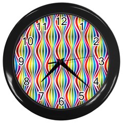 Rainbow Waves Wall Clock (black) by Colorfulplayground