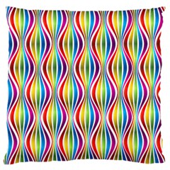 Rainbow Waves Large Cushion Case (two Sided)  by Colorfulplayground