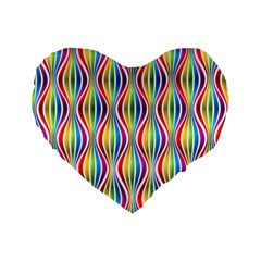 Rainbow Waves 16  Premium Heart Shape Cushion  by Colorfulplayground