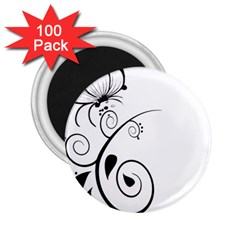 Floral Butterfly Design 2 25  Button Magnet (100 Pack)