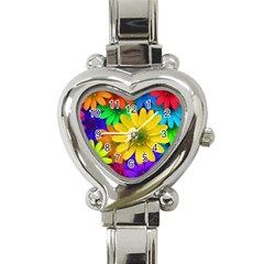 Gerbera Daisies Heart Italian Charm Watch  by StuffOrSomething