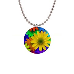 Gerbera Daisies Button Necklace by StuffOrSomething