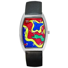 Abstract Tonneau Leather Watch by Siebenhuehner