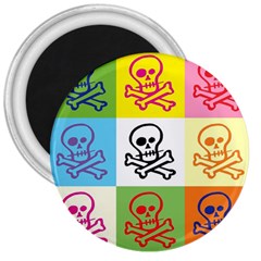 Skull 3  Button Magnet