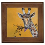 Giraffe Treat Framed Ceramic Tile Front