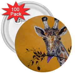 Giraffe Treat 3  Button (100 Pack) by rokinronda