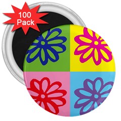 Flower 3  Button Magnet (100 Pack) by Siebenhuehner