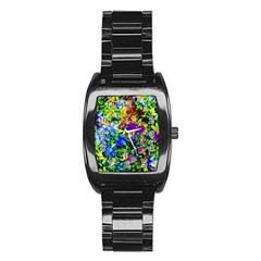 The Neon Garden Stainless Steel Barrel Watch by rokinronda