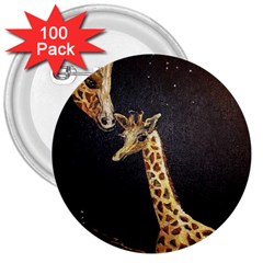 Baby Giraffe And Mom Under The Moon 3  Button (100 Pack) by rokinronda
