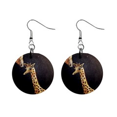 Baby Giraffe And Mom Under The Moon Mini Button Earrings by rokinronda