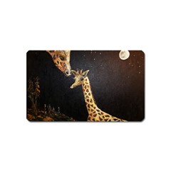 Baby Giraffe And Mom Under The Moon Magnet (name Card) by rokinronda