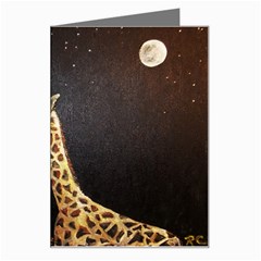 Baby Giraffe And Mom Under The Moon Greeting Card by rokinronda