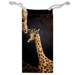 Baby Giraffe And Mom Under The Moon Jewelry Bag by rokinronda