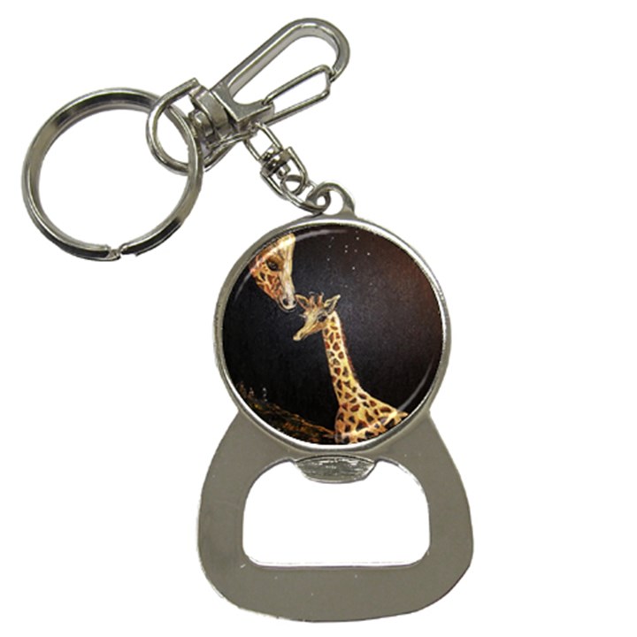 Baby Giraffe And Mom Under The Moon Bottle Opener Key Chain