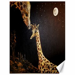Baby Giraffe And Mom Under The Moon Canvas 18  X 24  (unframed) by rokinronda