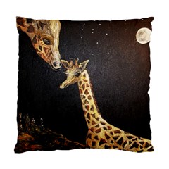 Baby Giraffe And Mom Under The Moon Cushion Case (single Sided)  by rokinronda